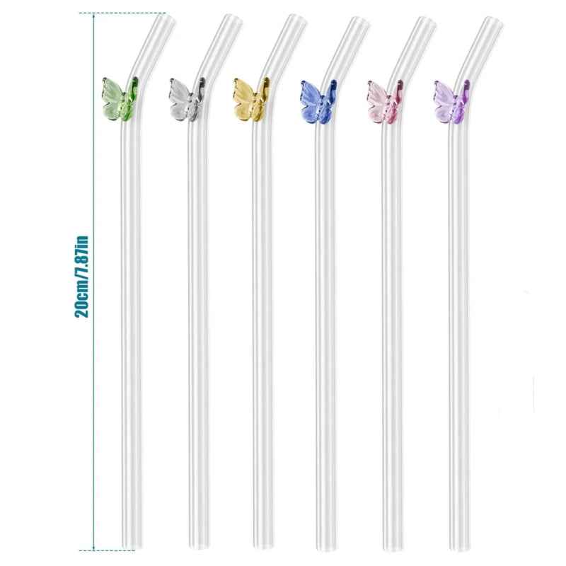 Glazen rietje met vlinder
